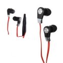 AURICOLARE STEREO con CONNETTORE JACK 3,5mm, GOMMINI, TASTO DI RISPOSTA, MICROFONO E CAVO ANTI-GROVIGLIO COLORE NERO E ROSSO