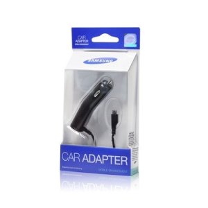CARICATORE AUTO 700mAh CON CONNETTORE MICRO USB - CAVO A SPIRALE COLORE NERO ACADU10CBE SAMSUNG ORIGINALE IN BLISTER