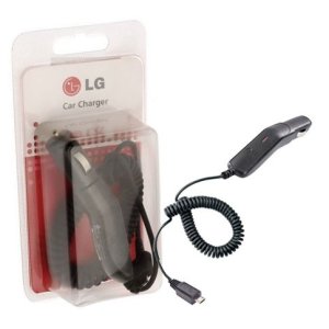 CARICATORE AUTO 700mAh CON CONNETTORE MICRO USB - CAVO A SPIRALE COLORE NERO CLA-305 LG ORIGINALE IN BLISTER