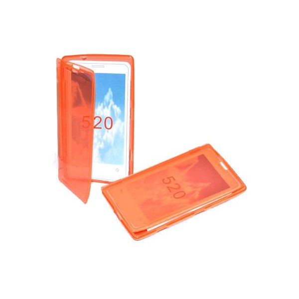 CUSTODIA GEL TPU SILICONE FLIP BOOK per NOKIA LUMIA 520, LUMIA 525 COLORE ARANCIONE CUSTODIA GEL TPU SILICONE FLIP BOOK per NOKIA LUMIA 520, LUMIA 525 COLORE ARANCIONE