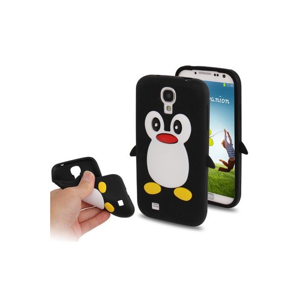 CUSTODIA GEL TPU SILICONE per SAMSUNG I9500 GALAXY S4, I9505, I9502 FANTASIA PINGUINO COLORE NERO CUSTODIA GEL TPU SILICONE per SAMSUNG I9500 GALAXY S4, I9505, I9502 FANTASIA PINGUINO COLORE NERO