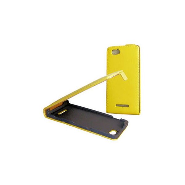 CUSTODIA FLIP SLIM VERTICALE PELLE per SONY XPERIA M, C1904, C1905, C2004, C2005 COLORE GIALLO CUSTODIA FLIP SLIM VERTICALE PELLE per SONY XPERIA M, C1904, C1905, C2004, C2005 COLORE GIALLO
