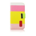 CUSTODIA FLIP ORIZZONTALE per APPLE IPHONE 5, 5s CON STAND E PORTA CARTE FANTASIA RIGHE BIANCO, ROSA, GIALLO E ROSA CUSTODIA FLIP ORIZZONTALE per APPLE IPHONE 5, 5s CON STAND E PORTA CARTE FANTASIA RIGHE BIANCO, ROSA, GIALLO E ROSA
