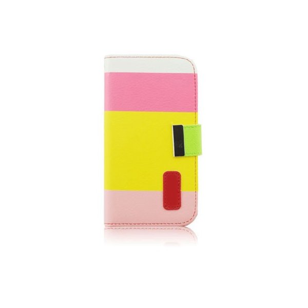 CUSTODIA FLIP ORIZZONTALE per APPLE IPHONE 5, 5s CON STAND E PORTA CARTE FANTASIA RIGHE BIANCO, ROSA, GIALLO E ROSA CUSTODIA FLIP ORIZZONTALE per APPLE IPHONE 5, 5s CON STAND E PORTA CARTE FANTASIA RIGHE BIANCO, ROSA, GIALLO E ROSA