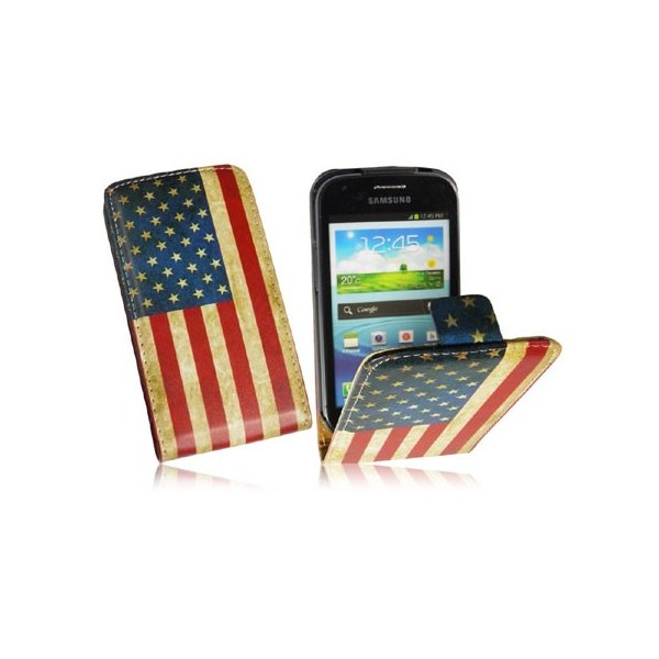 CUSTODIA FLIP VERTICALE SLIM PELLE per SAMSUNG S7562 GALAXY S DUOS, S7560 GALAXY TREND, S7580 FANTASIA BANDIERA USA ANTICATA CUSTODIA FLIP VERTICALE SLIM PELLE per SAMSUNG S7562 GALAXY S DUOS, S7560 GALAXY TREND, S7580 FANTASIA BANDIERA USA ANTICATA