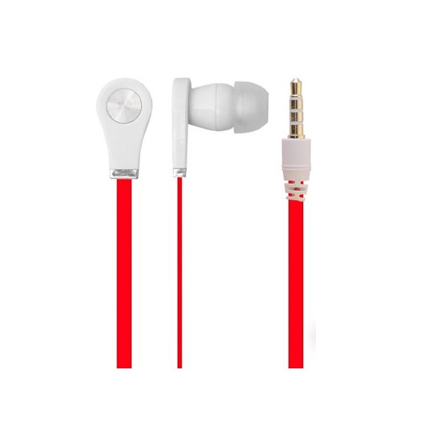 AURICOLARE STEREO SILICONE per MP3, MP4 JACK 3,5mm ANTI-GROVIGLIO COLORE ROSSO