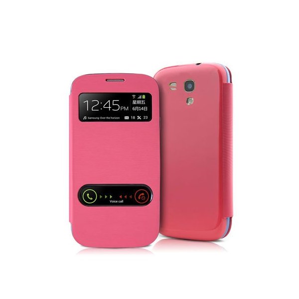 CUSTODIA FLIP ORIZZONTALE per SAMSUNG I8190 GALAXY S3 MINI CON DOPPIA FINESTRA IDENTIFICATIVO CHIAMANTE COLORE ROSA CUSTODIA FLIP ORIZZONTALE per SAMSUNG I8190 GALAXY S3 MINI CON DOPPIA FINESTRA IDENTIFICATIVO CHIAMANTE COLORE ROSA