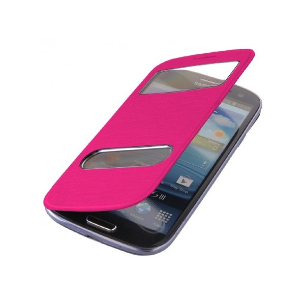 CUSTODIA FLIP ORIZZONTALE per SAMSUNG I9300 GALAXY S3 CON DOPPIA FINESTRA IDENTIFICATIVO CHIAMANTE ROSA CUSTODIA FLIP ORIZZONTALE per SAMSUNG I9300 GALAXY S3 CON DOPPIA FINESTRA IDENTIFICATIVO CHIAMANTE ROSA