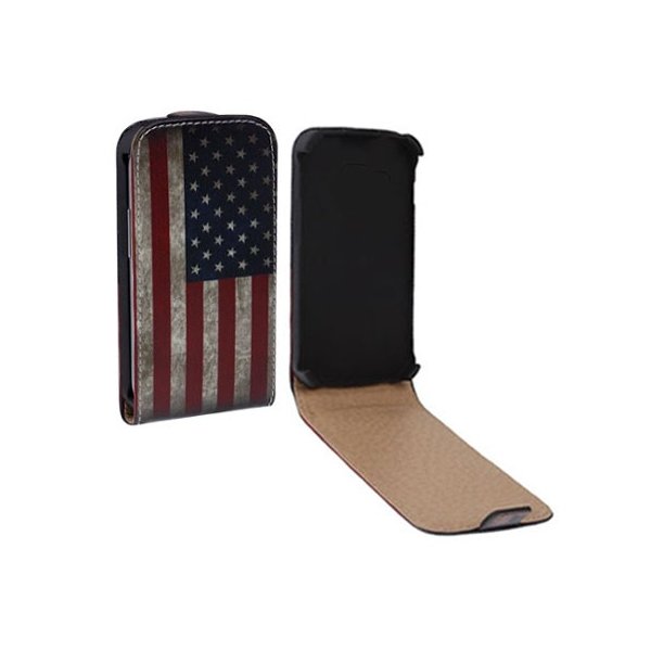 CUSTODIA FLIP VERTICALE SLIM PELLE per LG OPTIMUS L5, E610, E612 FANTASIA BANDIERA USA ANTICATA CUSTODIA FLIP VERTICALE SLIM PELLE per LG OPTIMUS L5, E610, E612 FANTASIA BANDIERA USA ANTICATA