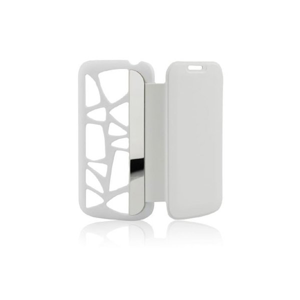 CUSTODIA FLIP ORIZZONTALE per SAMSUNG GALAXY NOTE 3, N9000 CON PARTE POSTERIORE FORATA E SPECCHIETTO LATERALE BIANCO CUSTODIA FLIP ORIZZONTALE per SAMSUNG GALAXY NOTE 3, N9000 CON PARTE POSTERIORE FORATA E SPECCHIETTO LATERALE BIANCO