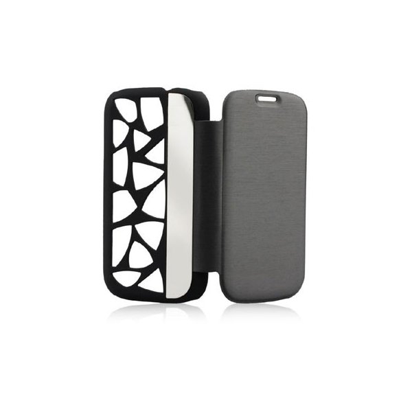 CUSTODIA FLIP ORIZZONTALE per SAMSUNG I9500 GALAXY S4 CON PARTE POSTERIORE FORATA E SPECCHIETTO LATERALE COLORE NERO CUSTODIA FLIP ORIZZONTALE per SAMSUNG I9500 GALAXY S4 CON PARTE POSTERIORE FORATA E SPECCHIETTO LATERALE COLORE NERO