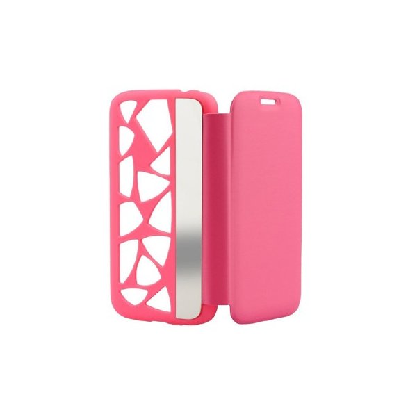 CUSTODIA FLIP ORIZZONTALE per SAMSUNG I9500 GALAXY S4 CON PARTE POSTERIORE FORATA E SPECCHIETTO LATERALE COLORE ROSA CUSTODIA FLIP ORIZZONTALE per SAMSUNG I9500 GALAXY S4 CON PARTE POSTERIORE FORATA E SPECCHIETTO LATERALE COLORE ROSA