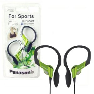 AURICOLARE STEREO per MP3 E MP4 JACK DA 3,5 mm CON SUPPORTO ORECCHIO COLORE VERDE E NERO RP-HS33-G BLISTER PANASONIC