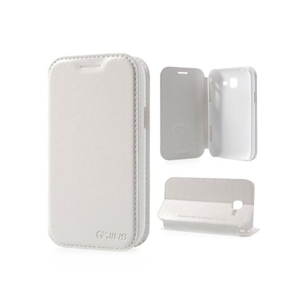 CUSTODIA FLIP ORIZZONTALE PELLE per SAMSUNG S7570 GALAXY TREND II, S7572 GALAXY TREND II DUOS CON STAND COLORE BIANCO CUSTODIA FLIP ORIZZONTALE PELLE per SAMSUNG S7570 GALAXY TREND II, S7572 GALAXY TREND II DUOS CON STAND COLORE BIANCO