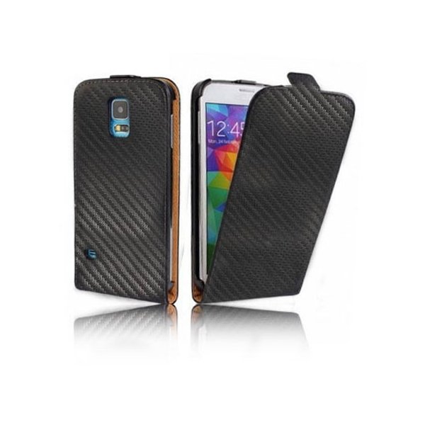 CUSTODIA FLIP VERTICALE SLIM SIMILPELLE per SAMSUNG G900F GALAXY S5, GALAXY S5 NEO G903F, GALAXY S5 PLUS COLORE NERO CARBON CUSTODIA FLIP VERTICALE SLIM SIMILPELLE per SAMSUNG G900F GALAXY S5, GALAXY S5 NEO G903F, GALAXY S5 PLUS COLORE NERO CARBON
