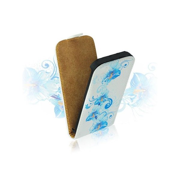 CUSTODIA FLIP VERTICALE SLIM PELLE per SAMSUNG S7562 GALAXY S DUOS, S7560 GALAXY TREND, S7580 FANTASIA FIORI BLU CUSTODIA FLIP VERTICALE SLIM PELLE per SAMSUNG S7562 GALAXY S DUOS, S7560 GALAXY TREND, S7580 FANTASIA FIORI BLU