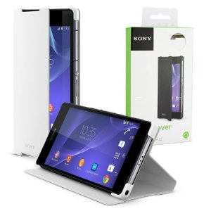 CUSTODIA FLIP COVER ULTRA SLIM ORIGINALE SCR10 per SONY XPERIA Z2 CON STAND COLORE BIANCO BLISTER