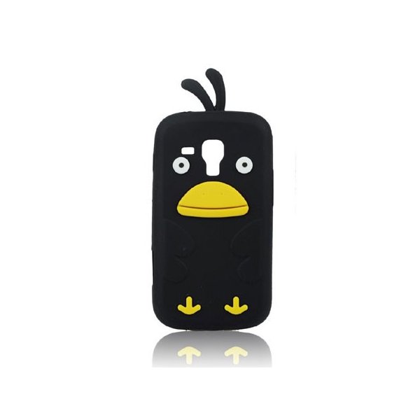 CUSTODIA GEL TPU SILICONE per SAMSUNG S7562 GALAXY S DUOS, S7560 GALAXY TREND, S7580 FANTASIA UCCELLO COLORE NERO