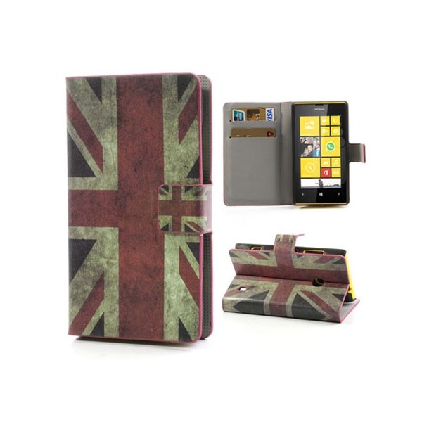 CUSTODIA FLIP ORIZZONTALE PELLE per NOKIA LUMIA 520, LUMIA 525 CON STAND E TASCHE PORTA CARTE FANTASIA BANDIERA UK ANTICATA CUSTODIA FLIP ORIZZONTALE PELLE per NOKIA LUMIA 520, LUMIA 525 CON STAND E TASCHE PORTA CARTE FANTASIA BANDIERA UK ANTICATA