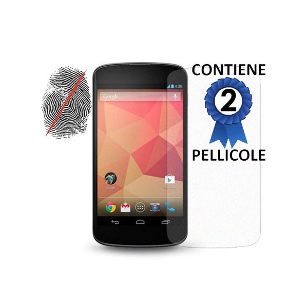 PELLICOLA per LG NEXUS 5 (D820) PROTEGGI DISPLAY ANTI IMPRONTA CONFEZIONE 2 PEZZI PELLICOLA per LG NEXUS 5 (D820) PROTEGGI DISPLAY ANTI IMPRONTA CONFEZIONE 2 PEZZI