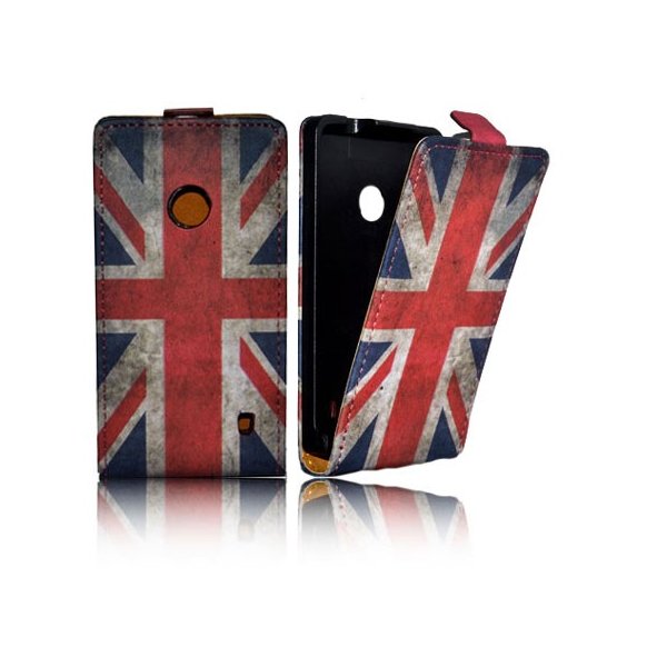 CUSTODIA FLIP VERTICALE SLIM PELLE per NOKIA LUMIA 520, LUMIA 525 FANTASIA BANDIERA UK ANTICATA CUSTODIA FLIP VERTICALE SLIM PELLE per NOKIA LUMIA 520, LUMIA 525 FANTASIA BANDIERA UK ANTICATA