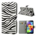 CUSTODIA FLIP ORIZZONTALE SIMILPELLE per SAMSUNG G900 GALAXY S5, GALAXY S5 NEO G903F CON STAND E PORTA CARTE FANTASIA ZEBRA CUSTODIA FLIP ORIZZONTALE SIMILPELLE per SAMSUNG G900 GALAXY S5, GALAXY S5 NEO G903F CON STAND E PORTA CARTE FANTASIA ZEBRA