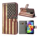 CUSTODIA FLIP ORIZZONTALE SIMILPELLE per SAMSUNG G900 GALAXY S5, S5 NEO CON STAND E PORTA CARTE FANTASIA BANDIERA USA ANTICATA CUSTODIA FLIP ORIZZONTALE SIMILPELLE per SAMSUNG G900 GALAXY S5, S5 NEO CON STAND E PORTA CARTE FANTASIA BANDIERA USA ANTICATA