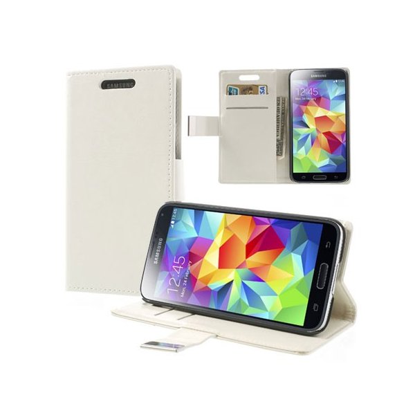 CUSTODIA FLIP ORIZZONTALE SIMILPELLE per SAMSUNG G900F GALAXY S5, S5 NEO G903F CON STAND E PORTA CARTE COLORE BIANCO CUSTODIA FLIP ORIZZONTALE SIMILPELLE per SAMSUNG G900F GALAXY S5, S5 NEO G903F CON STAND E PORTA CARTE COLORE BIANCO
