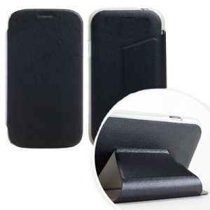 CUSTODIA FLIP ORIZZONTALE PELLE per HTC ONE 2 ( M8 ), ONE M8s CON STAND COLORE NERO BLISTER SWIFT
