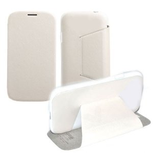 CUSTODIA FLIP ORIZZONTALE PELLE per SONY XPERIA E1 D2004, D2005 CON STAND COLORE BIANCO BLISTER SWIFT