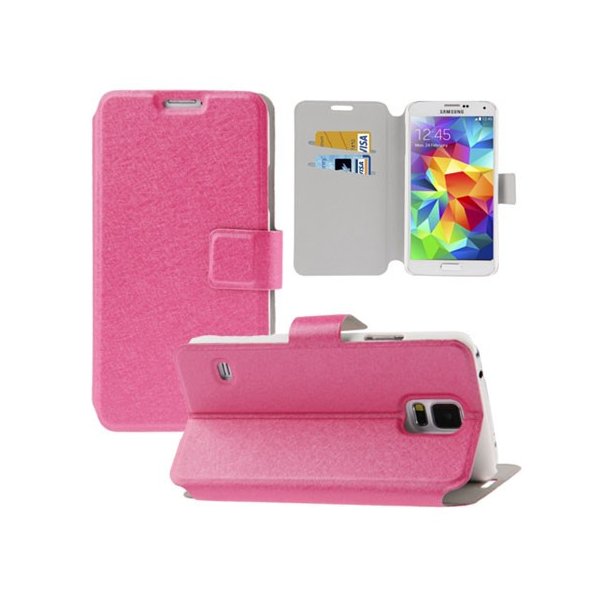 CUSTODIA FLIP ORIZZONTALE per SAMSUNG G900F GALAXY S5, GALAXY S5 NEO G903F CON STAND E PORTA CARTE COLORE FUCSIA EFFETTO CROSS CUSTODIA FLIP ORIZZONTALE per SAMSUNG G900F GALAXY S5, GALAXY S5 NEO G903F CON STAND E PORTA CARTE COLORE FUCSIA EFFETTO CROSS