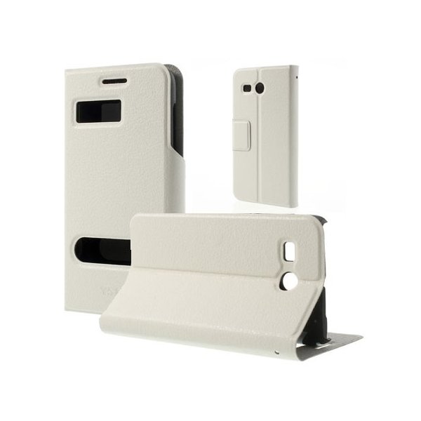 CUSTODIA FLIP ORIZZONTALE SLIM per HUAWEI ASCEND Y511 CON DOPPIA FINESTRA ID E STAND COLORE BIANCO CUSTODIA FLIP ORIZZONTALE SLIM per HUAWEI ASCEND Y511 CON DOPPIA FINESTRA ID E STAND COLORE BIANCO