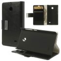 CUSTODIA FLIP ORIZZONTALE PELLE per NOKIA X, X+ CON STAND E TASCHE PORTA CARTE COLORE NERO CUSTODIA FLIP ORIZZONTALE PELLE per NOKIA X, X+ CON STAND E TASCHE PORTA CARTE COLORE NERO