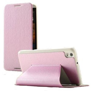 CUSTODIA FLIP ORIZZONTALE PELLE per HTC DESIRE 816, DESIRE 816G DUAL SIM CON STAND COLORE ROSA BLISTER SWIFT