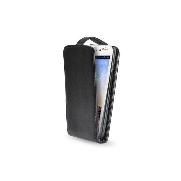 CUSTODIA FLIP VERTICALE PELLE per WIKO STAIRWAY COLORE NERO CUSTODIA FLIP VERTICALE PELLE per WIKO STAIRWAY COLORE NERO