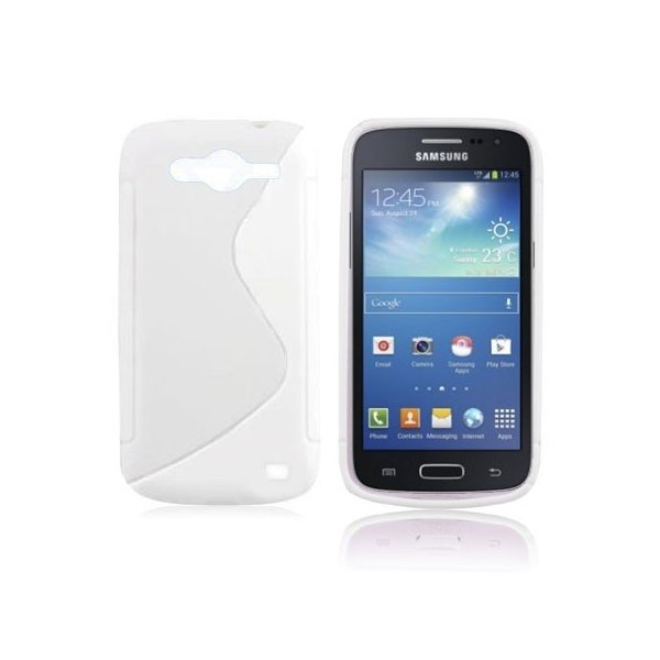 CUSTODIA GEL TPU SILICONE DOUBLE per SAMSUNG G386 GALAXY CORE LTE, G3518 COLORE BIANCO-TRASPARENTE