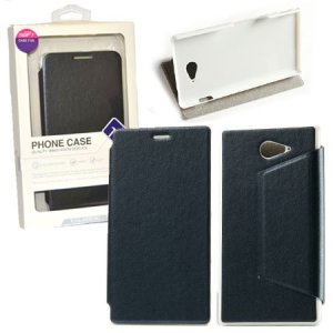 CUSTODIA FLIP ORIZZONTALE PELLE per SONY XPERIA M2 CON STAND COLORE NERO BLISTER SWIFT