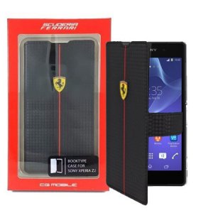 CUSTODIA FLIP ORIZZONTALE FERRARI FEFOCFLBKZ2BL per SONY XPERIA Z2 COLORE NERO ONE CARBON COLLECTION BLISTER