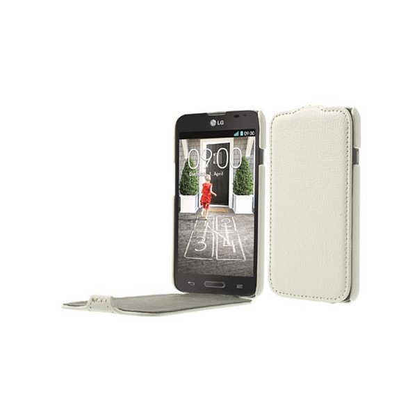 CUSTODIA FLIP VERTICALE ULTRA SLIM PELLE per LG L70 D320N, L70 DUAL SIM D325 COLORE BIANCO CUSTODIA FLIP VERTICALE ULTRA SLIM PELLE per LG L70 D320N, L70 DUAL SIM D325 COLORE BIANCO