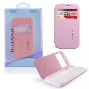 CUSTODIA FLIP ORIZZONTALE per LG G2 MINI CON STAND E FINESTRA ID COLORE ROSA EFFETTO CROSS ICELAND II BLISTER