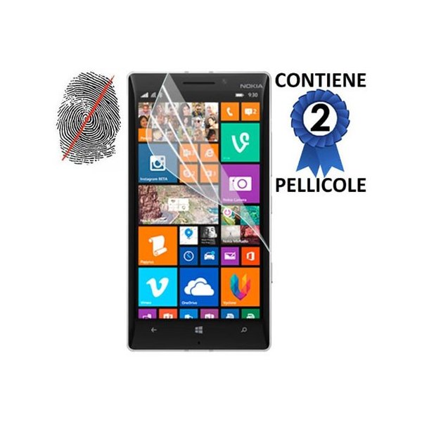 PELLICOLA PROTEGGI DISPLAY ANTI IMPRONTA per NOKIA LUMIA ICON 929, LUMIA 930 CONFEZIONE 2 PEZZI PELLICOLA PROTEGGI DISPLAY ANTI IMPRONTA per NOKIA LUMIA ICON 929, LUMIA 930 CONFEZIONE 2 PEZZI