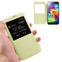CUSTODIA FLIP COVER ORIZZONTALE per SAMSUNG G900F GALAXY S5, GALAXY S5 NEO G903F CON FINESTRA ID VERDE PASTELLO CUSTODIA FLIP COVER ORIZZONTALE per SAMSUNG G900F GALAXY S5, GALAXY S5 NEO G903F CON FINESTRA ID VERDE PASTELLO
