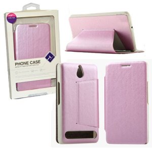 CUSTODIA FLIP ORIZZONTALE PELLE per SONY XPERIA E1 D2004 CON STAND COLORE ROSA BLISTER SWIFT