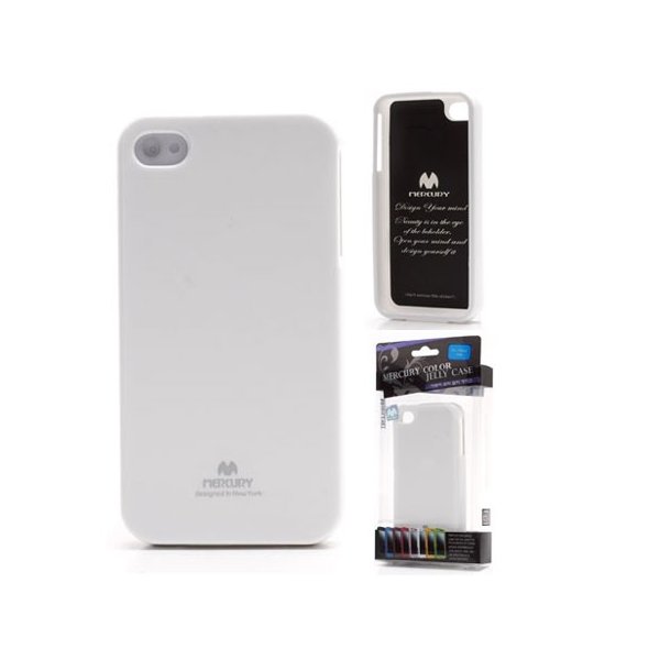 CUSTODIA GEL TPU SILICONE per APPLE IPHONE 4, 4s COLORE BIANCO LUCIDO CON GLITTER ALTA QUALITA' MERCURY BLISTER CUSTODIA GEL TPU SILICONE per APPLE IPHONE 4, 4s COLORE BIANCO LUCIDO CON GLITTER ALTA QUALITA' MERCURY BLISTER