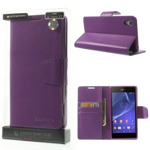 CUSTODIA FLIP ORIZZONTALE PELLE per SONY XPERIA Z2 CON INTERNO IN TPU SILICONE E STAND COLORE VIOLA SONATA BLISTER