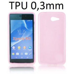 CUSTODIA GEL TPU SILICONE per SONY XPERIA M2 COLORE ROSA TRASPARENTE