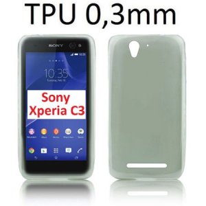 CUSTODIA GEL TPU SILICONE per SONY XPERIA C3 D2533, XPERIA C3 DUAL SIM D2502 COLORE NERO TRASPARENTE