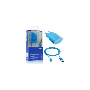 CARICATORE DA RETE 1300mAh ORIGINALE NOKIA CON 1 PORTA USB + CAVO MICRO USB LUNGHEZZA 1.2 MT COLORE CIANO AC-50E BLISTER