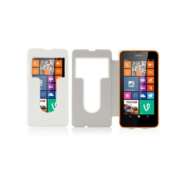 CUSTODIA FLIP ORIZZONTALE CON FINESTRA ID per NOKIA LUMIA 630 COLORE BIANCO (NO RIMOZIONE COVER) CUSTODIA FLIP ORIZZONTALE CON FINESTRA ID per NOKIA LUMIA 630 COLORE BIANCO (NO RIMOZIONE COVER)