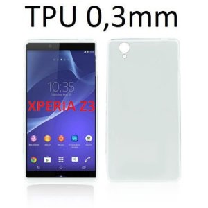 CUSTODIA GEL TPU SILICONE ULTRA SLIM 0,3mm per SONY XPERIA Z3 COLORE BIANCO TRASPARENTE